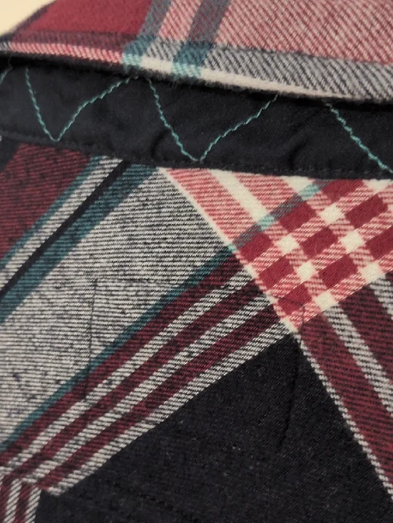 Orvis Plaid Snap-Front Jacket - Burgundy, Black, White, Teal With Pockets. - Picture 11 of 12